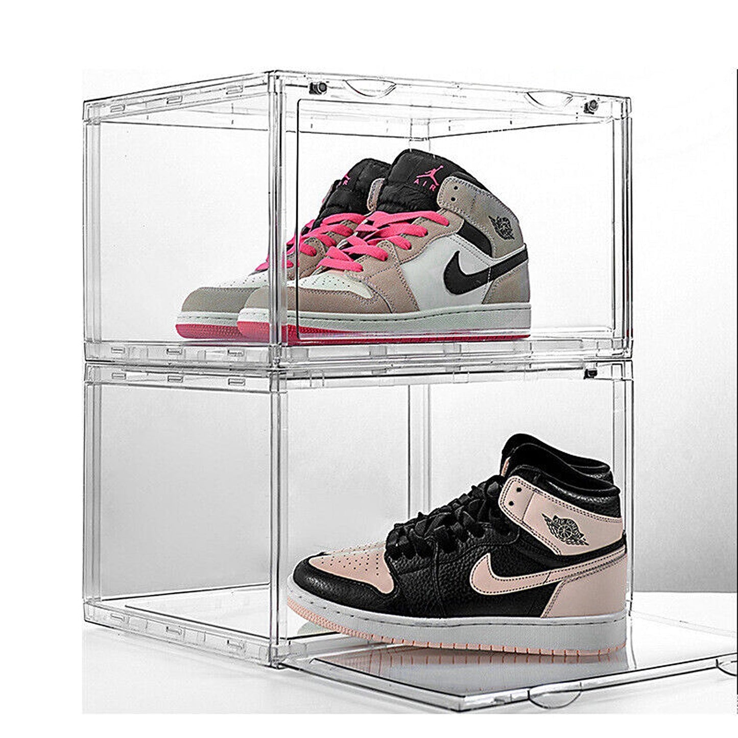 1x Premium Sneaker Display Shoe Box Stackable Clear Storage Side