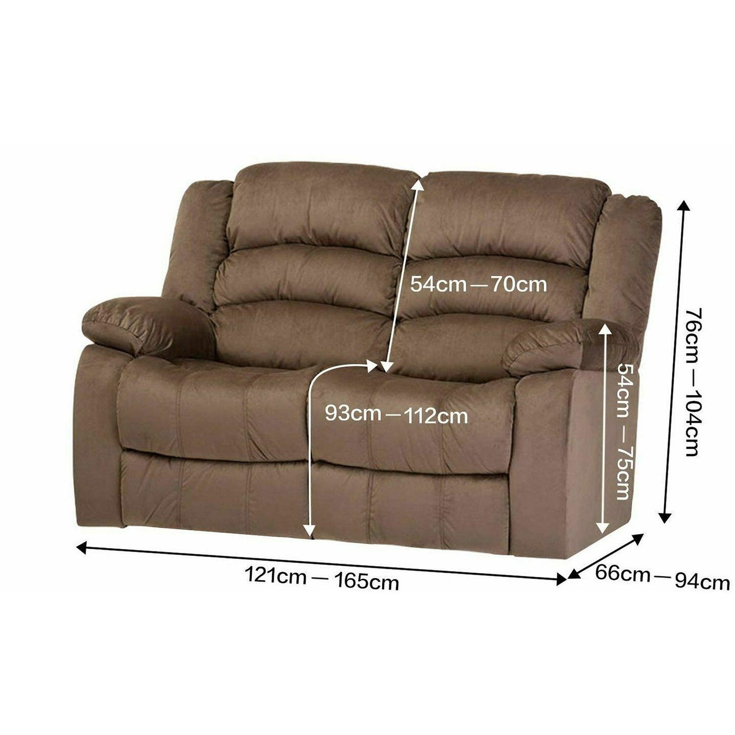 2 Seater Stretch Recliner Sofa Cover Velvet Reclining Couch Slipcovers