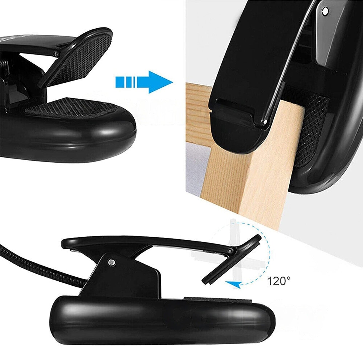 Clip On USB Rechargeable Reading Light Bed Book Lamp with 7 LED