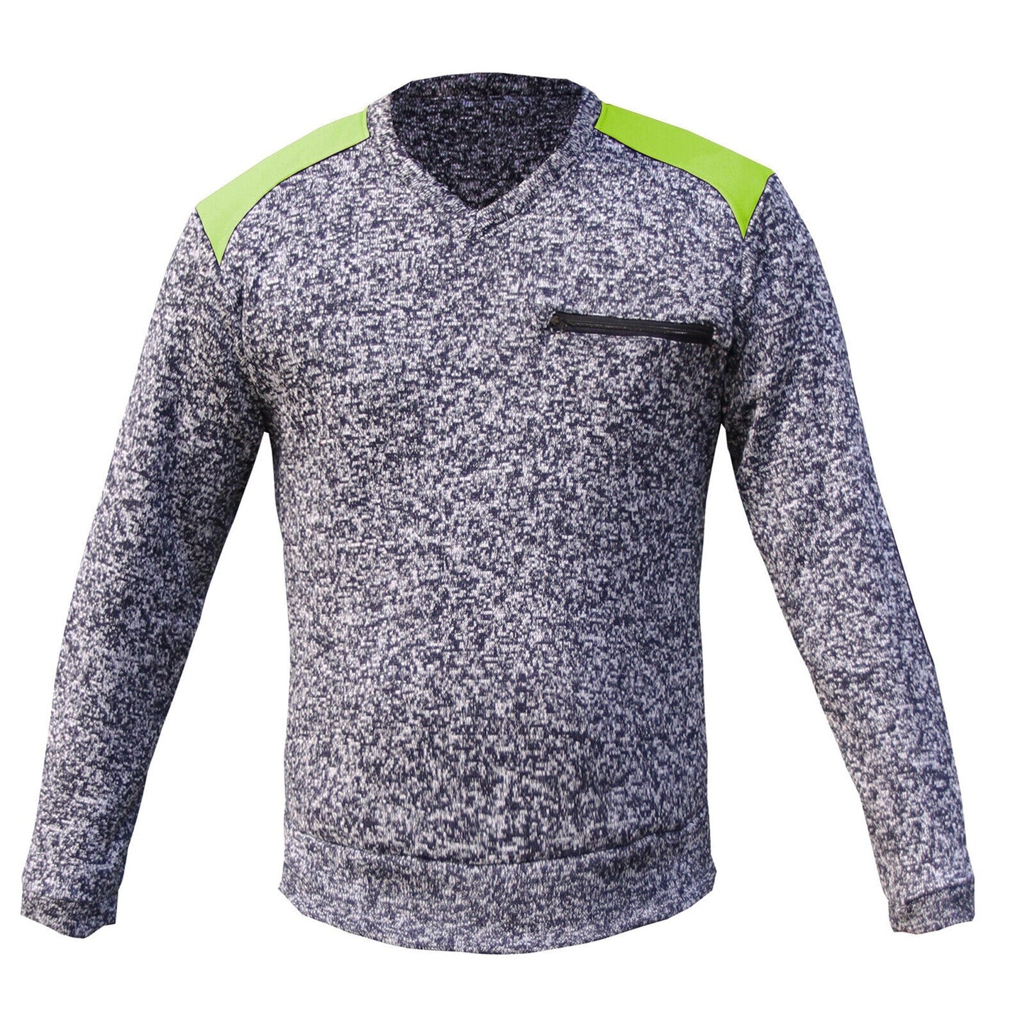 Navy Yellow Panel Zip Marble Body Work Jumper with Chest Pocket