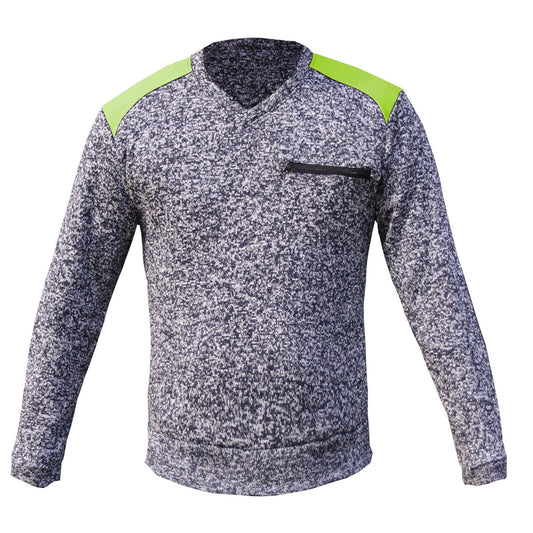 Navy Yellow Panel Zip Marble Body Work Jumper with Chest Pocket