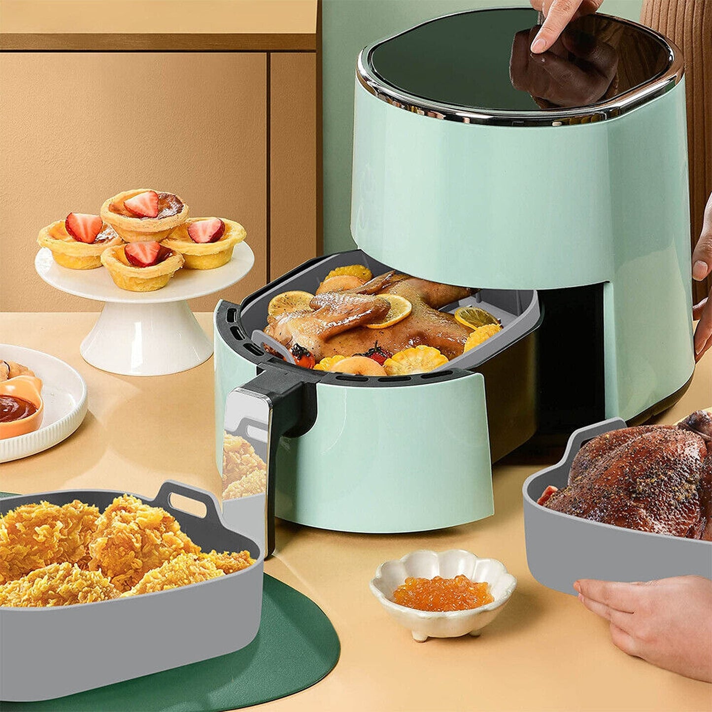 Reusable Silicone Basket Liner for Air Fryers Non-Stick Baking and Cooking Mat