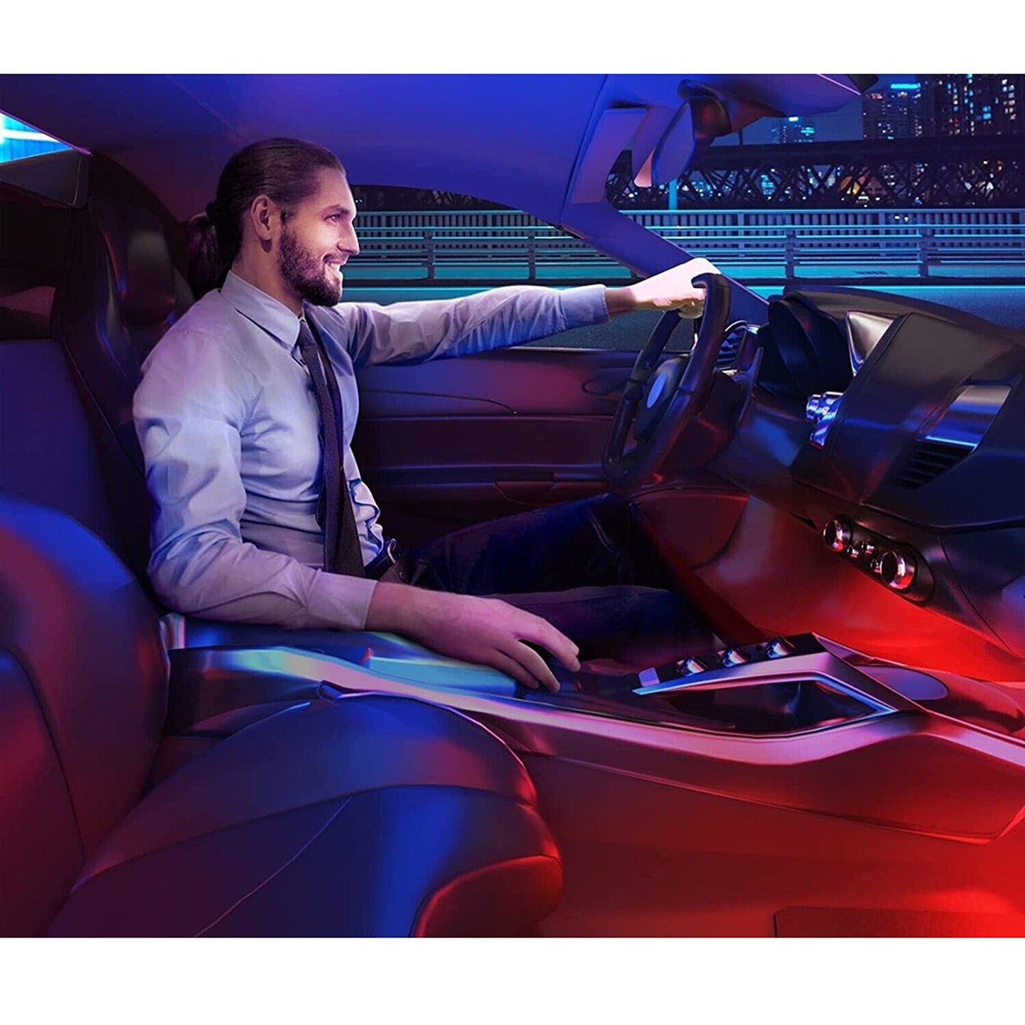 4pcs RGB Car Strip Lights LED Footwell Interior Remote USB Control