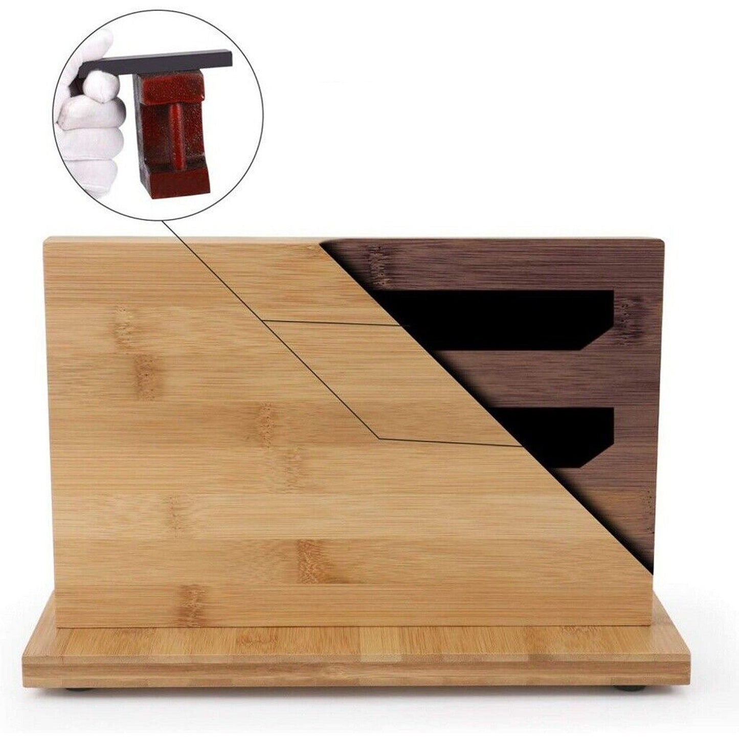 Bamboo Magnetic Knife Block Eco-friendly Cutlery Stand with Enhanced Magnets