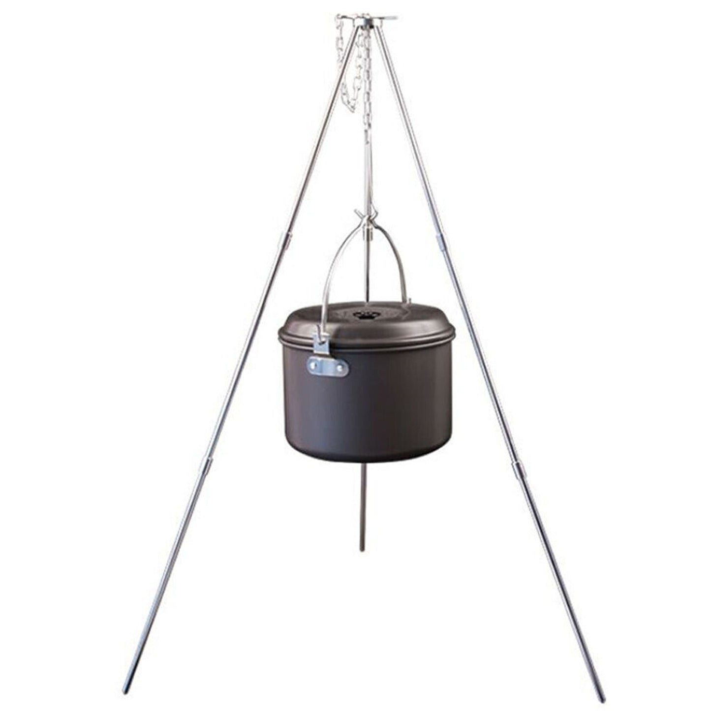 Cast Iron Camping Tripod for Outdoor Cooking over Campfire