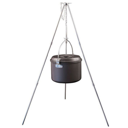 Cast Iron Camping Tripod for Outdoor Cooking over Campfire