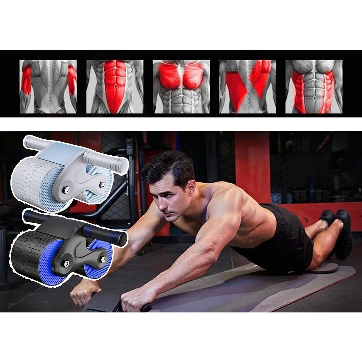 Anti-Slip Gym Abdominal Wheel with Automatic Rebound
