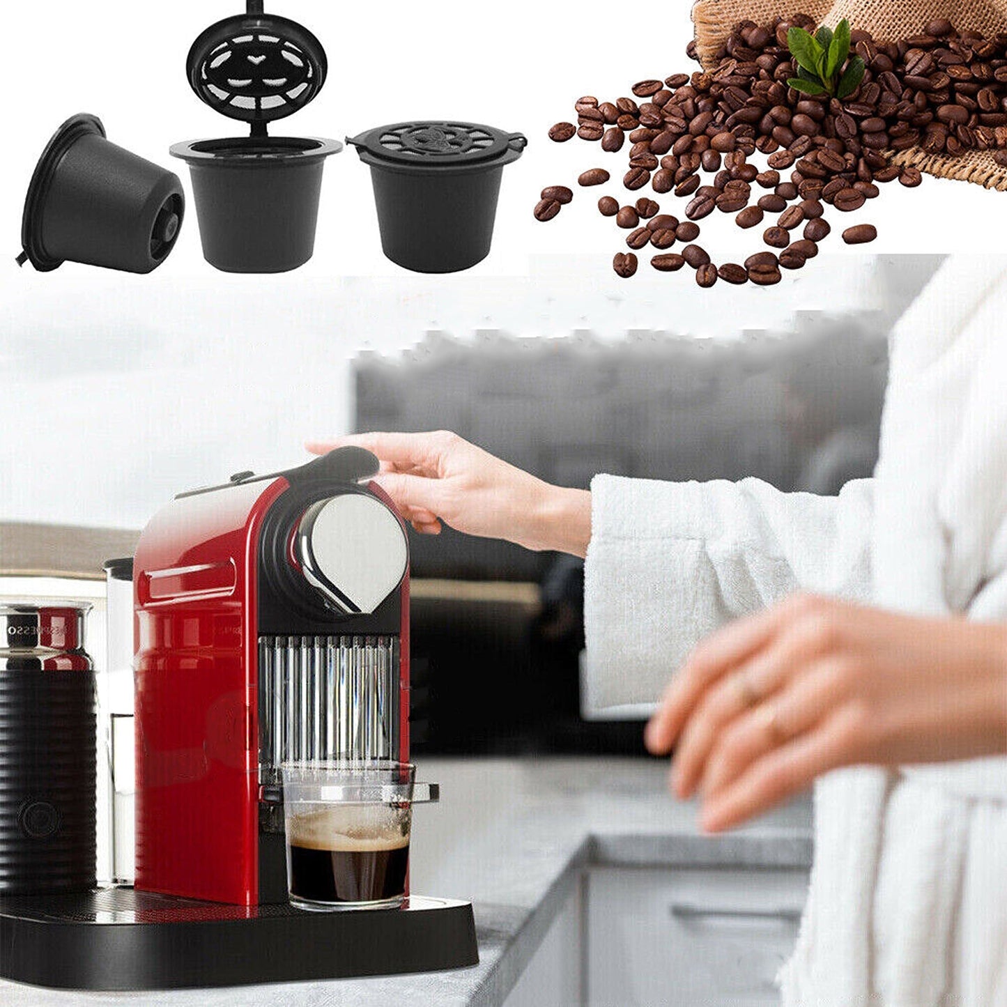6pcs Coffee Filter Pods Reusable For Nespresso Machine