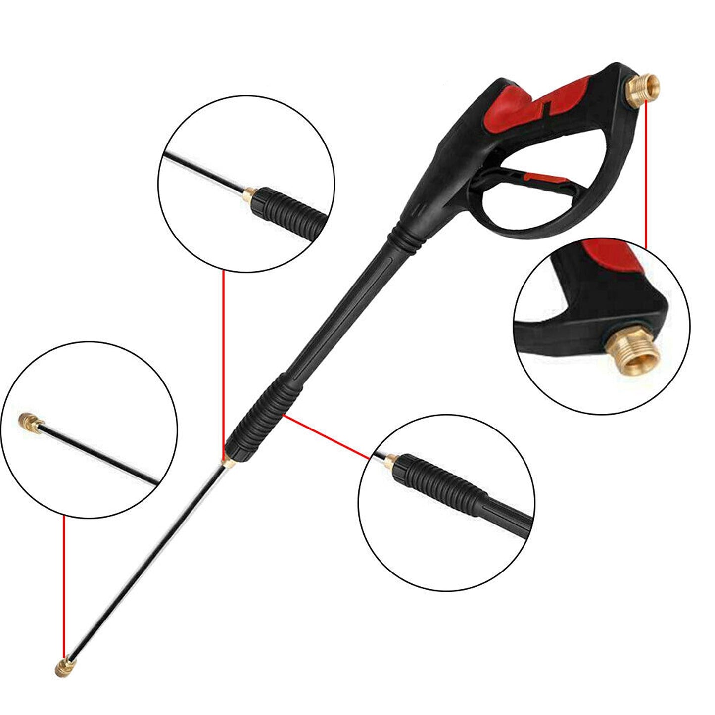 High Pressure 4000PSI Spray Gun Wand Lance Water Cleaner Nozzles Washer