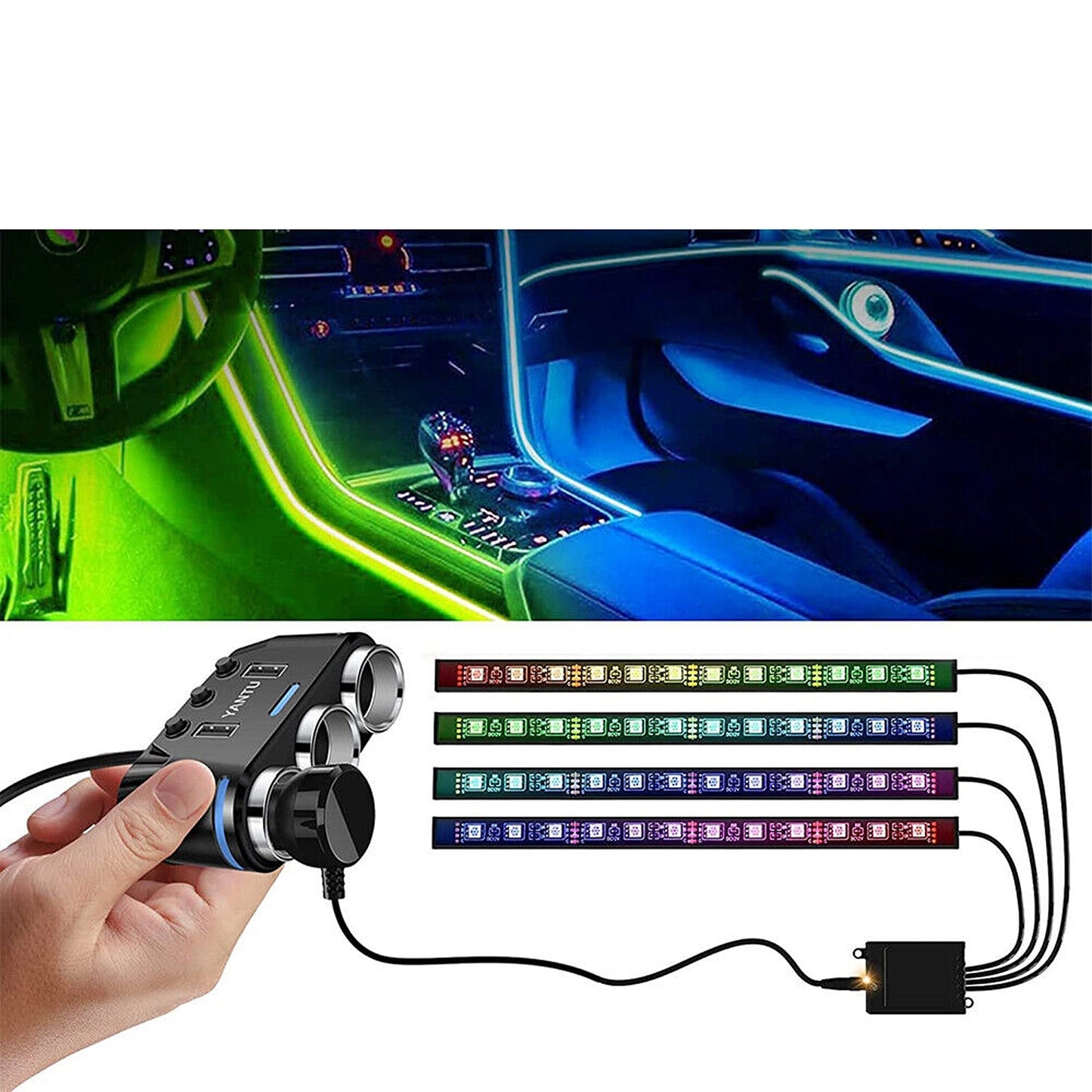 3-Way Multi Car Socket with Dual USB Power Adapter Splitter