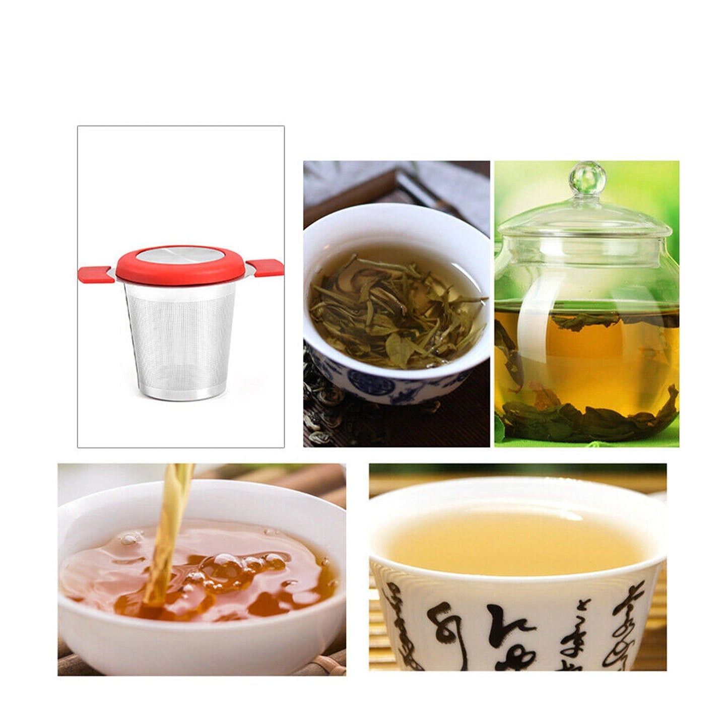 Tea Infuser Cup with Stainless Steel Mesh and Lid for Loose Leaf