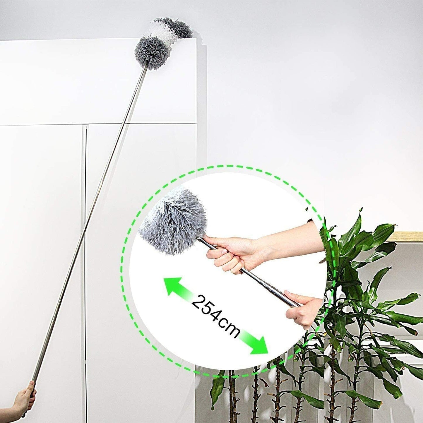 Telescopic Magic Duster with Microfibre Head and Stainless Steel Pole