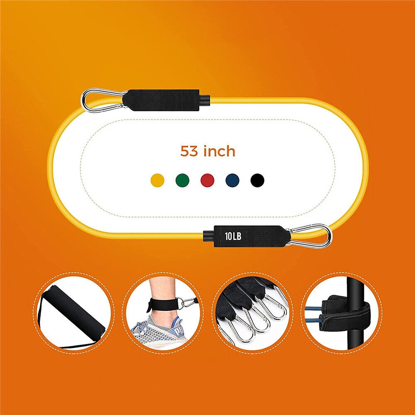 11pcs Resistance Band Set for Yoga Pilates and Fitness Exercises - 150lbs