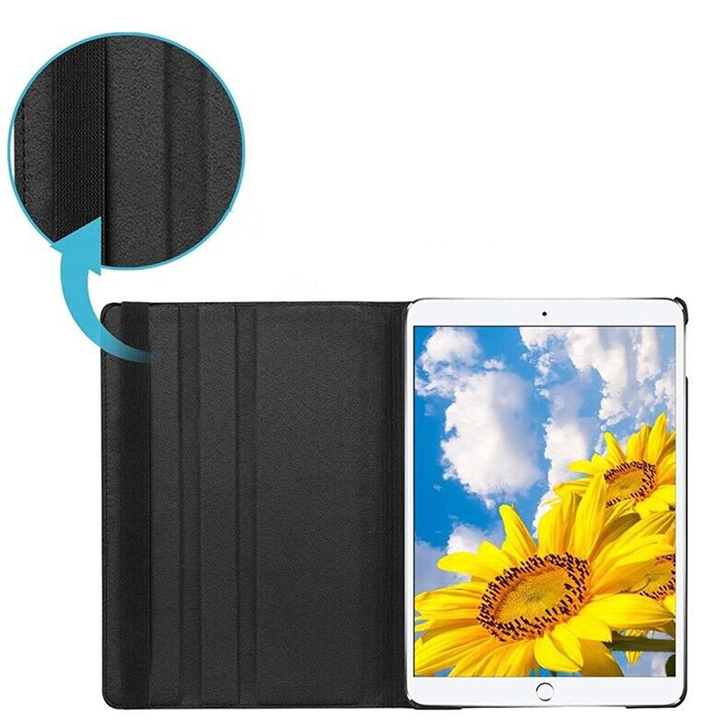 Black Leather Case with 360 Rotate Smart Cover for iPad 9 8 7 6 5 Gen Air 3 2 1 Pro 10.5