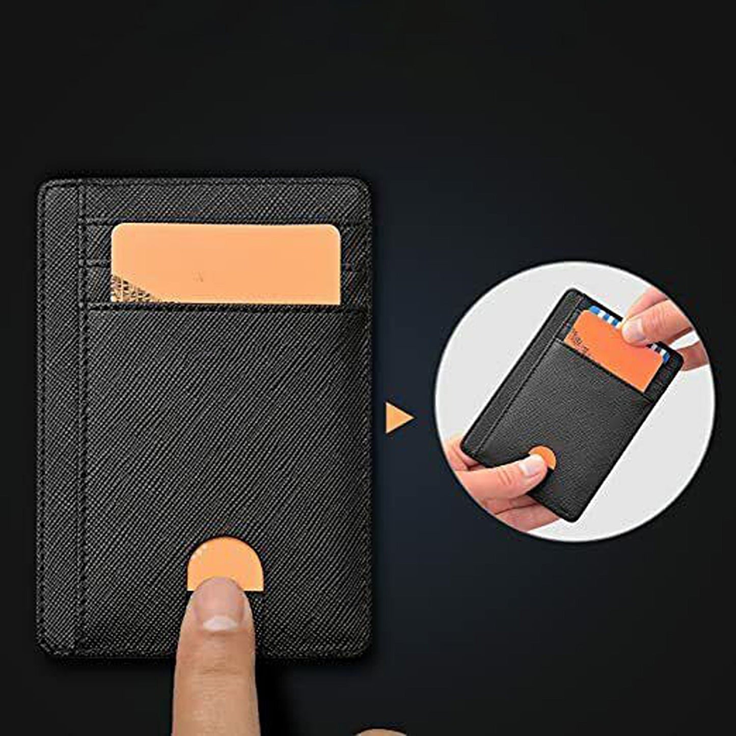 Flip Leather Slim Wallet with RFID Blocking and Credit Card Holder