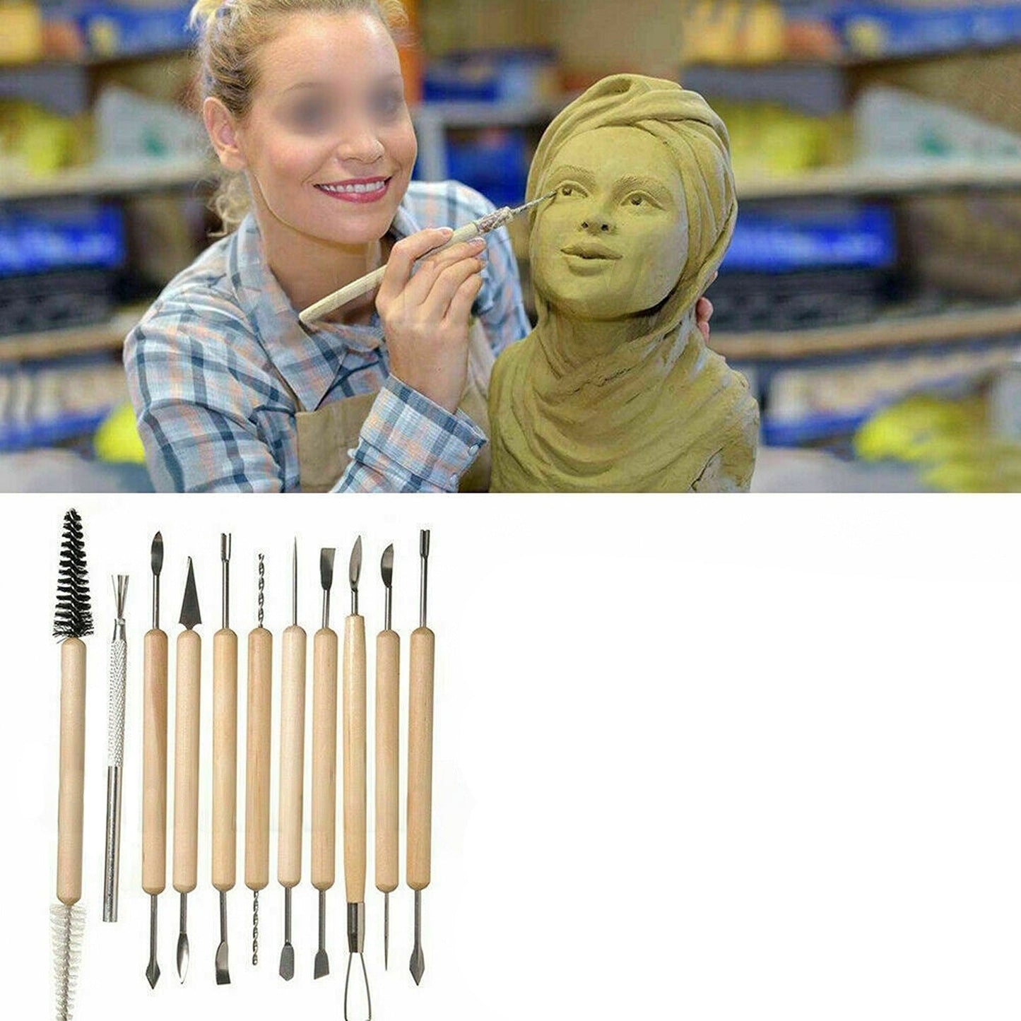 11pcs Pottery Sculpture Tools Clay Carving Set DIY Polymer