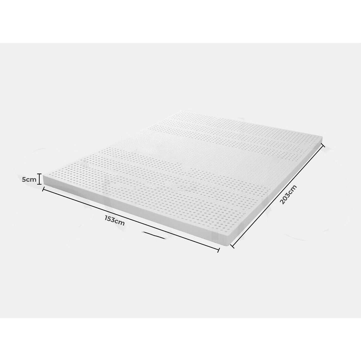 Natural Foam Queen Size Latex Mattress Topper with 7 Zone Support 5cm