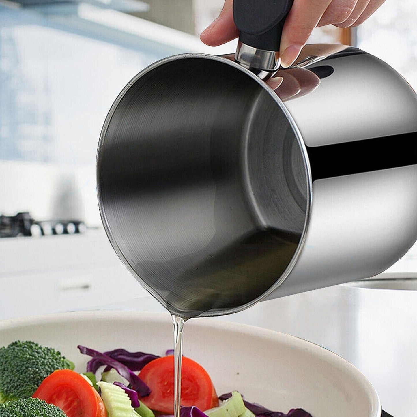 Cooking Grease Oil Strainer Pot Jug Stainless Steel Container Filter Can