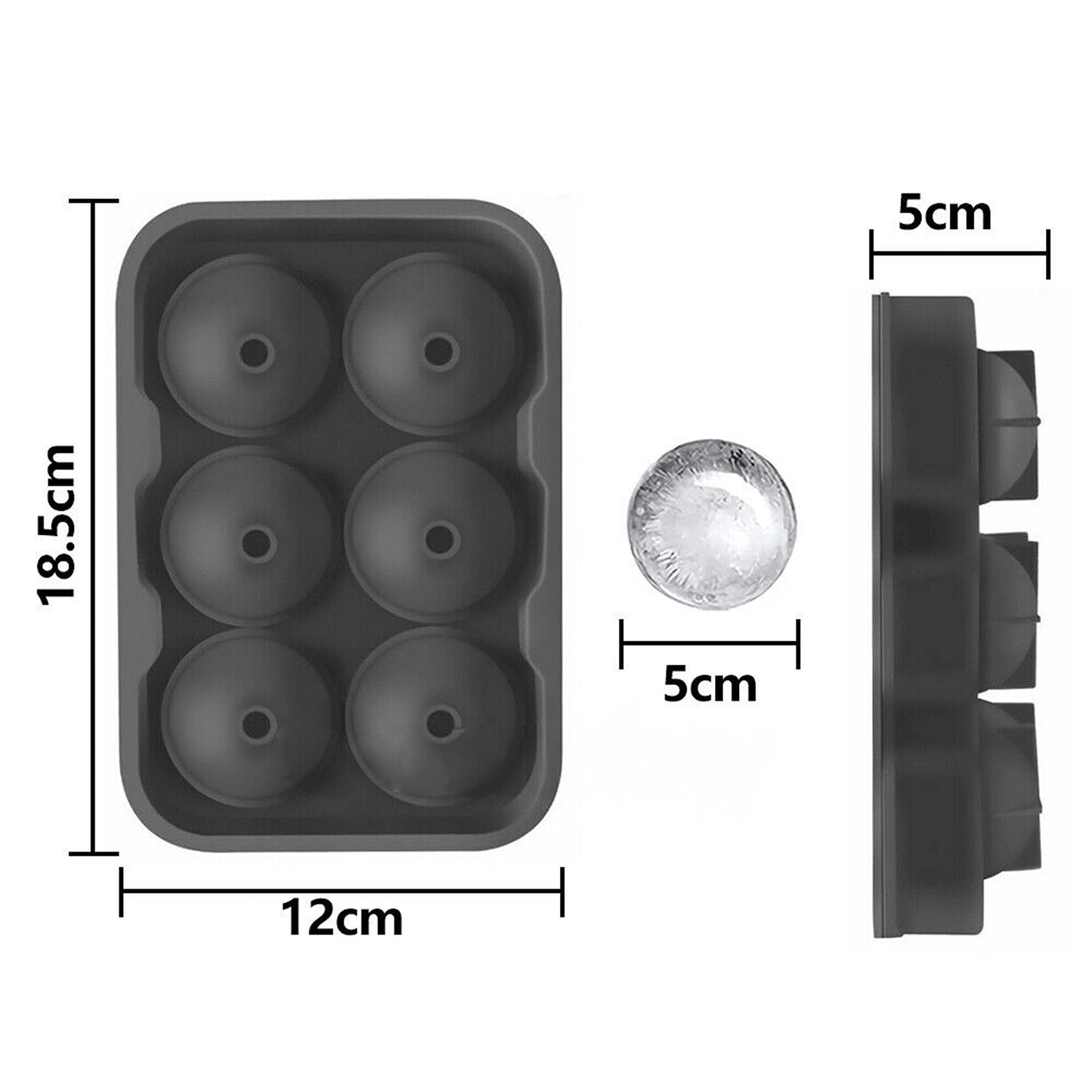 Whiskey Ice Sphere Mould Large Round Silicone Tray Ball Maker