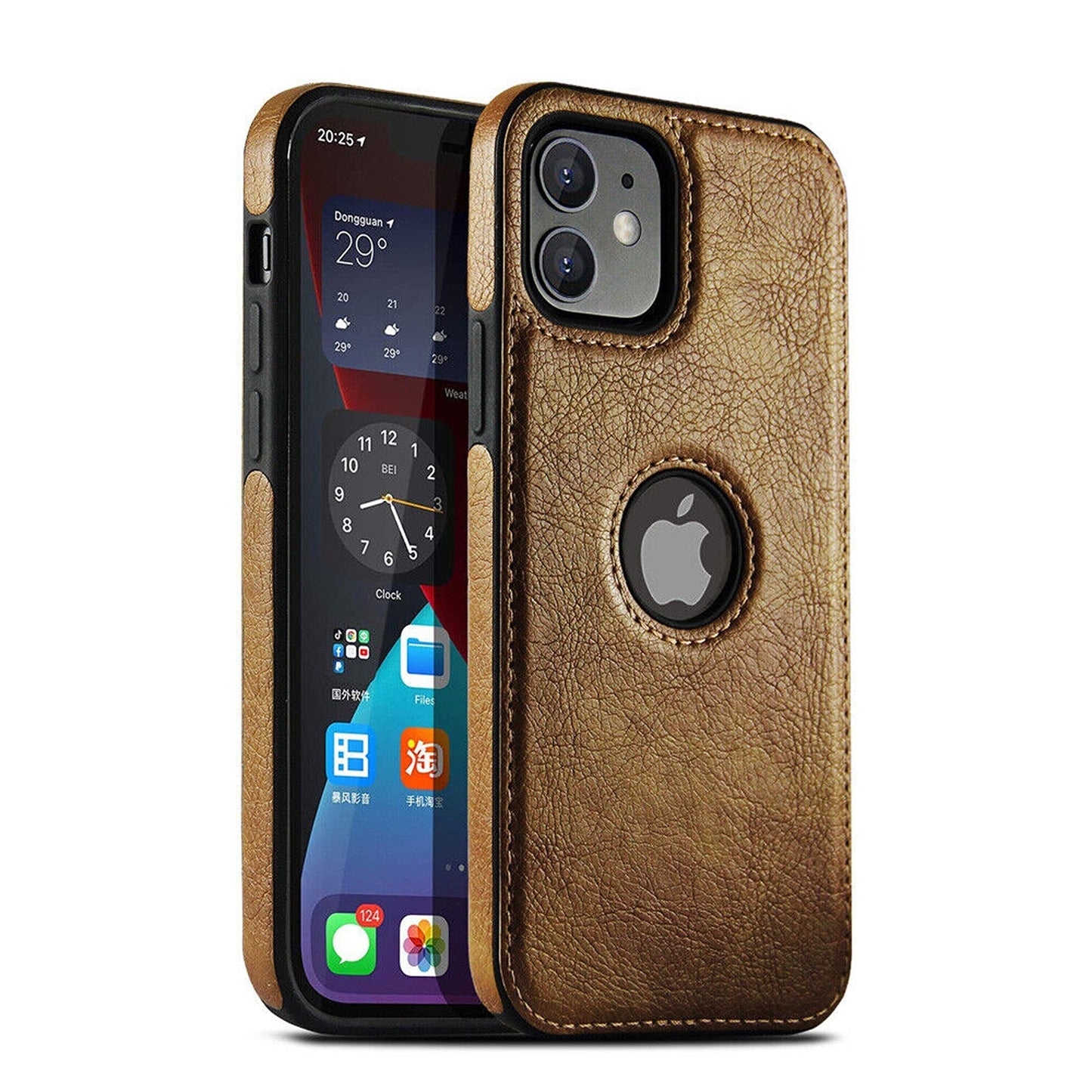 Brown Luxury Leather Phone Case for iPhone 13 12 11 Pro Max Mini XR X XS MAX 8 7 Plus