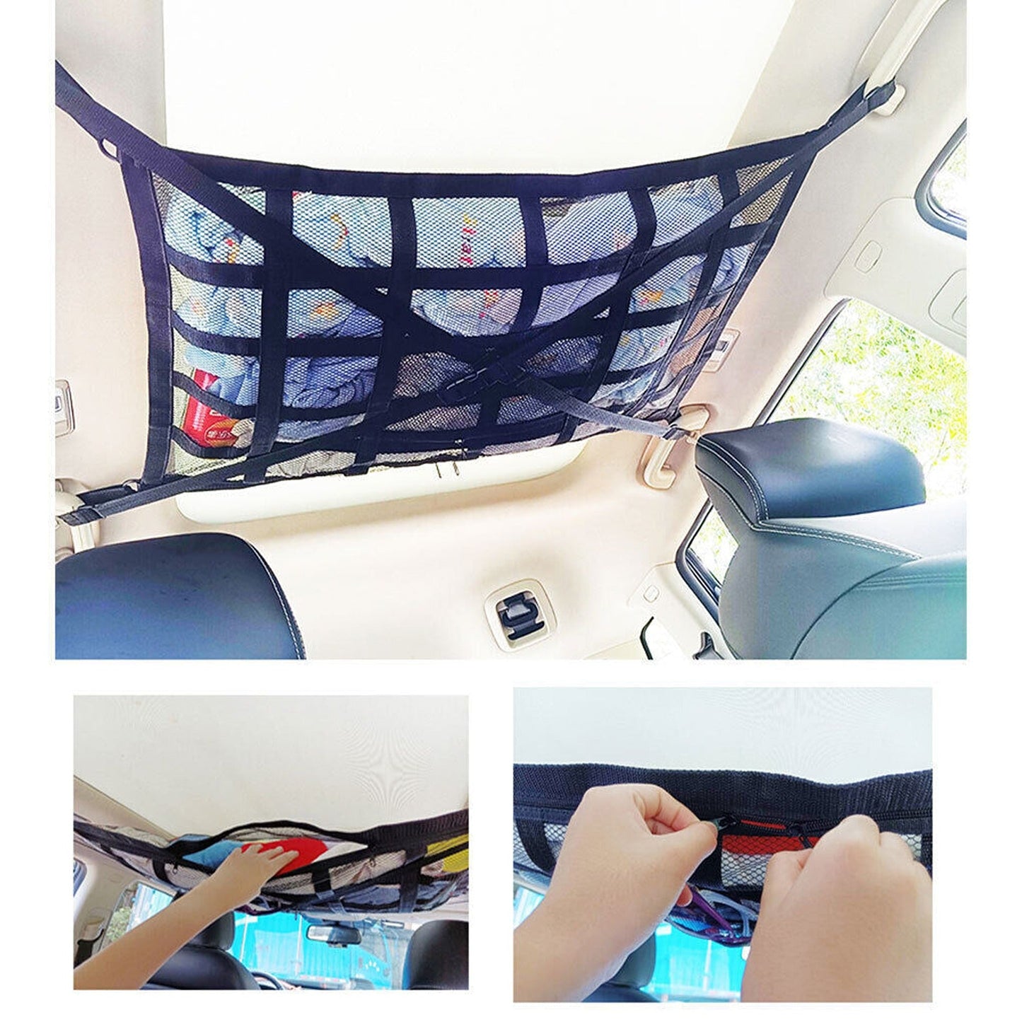 Car Ceiling Universal Mesh Cargo Net Storage Bag for SUV and Van