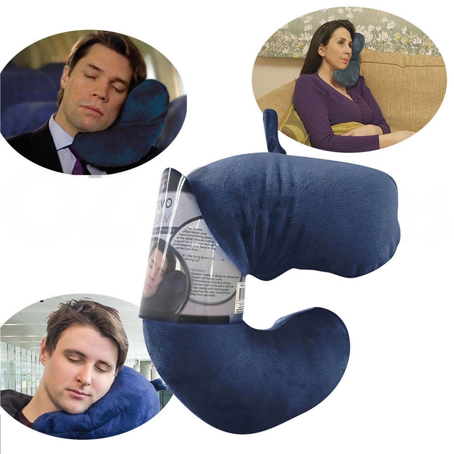 J-Shaped Neck Pillow for Travel Soft Chin Support