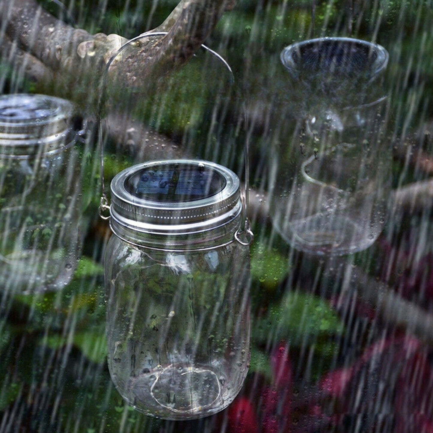 Outdoor Solar Powered Mason Jar Fairy Lights Garden Wedding Decor Lamp