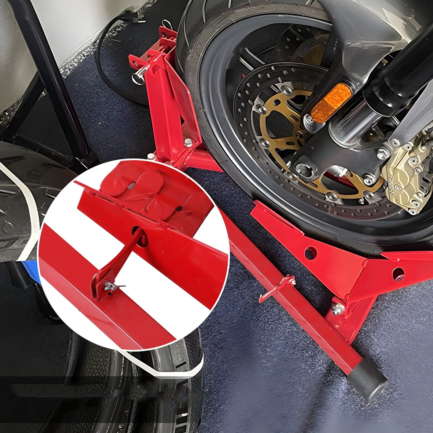 Front Wheel Chock for Motorcycle Trailering and Storage Heavy-Duty