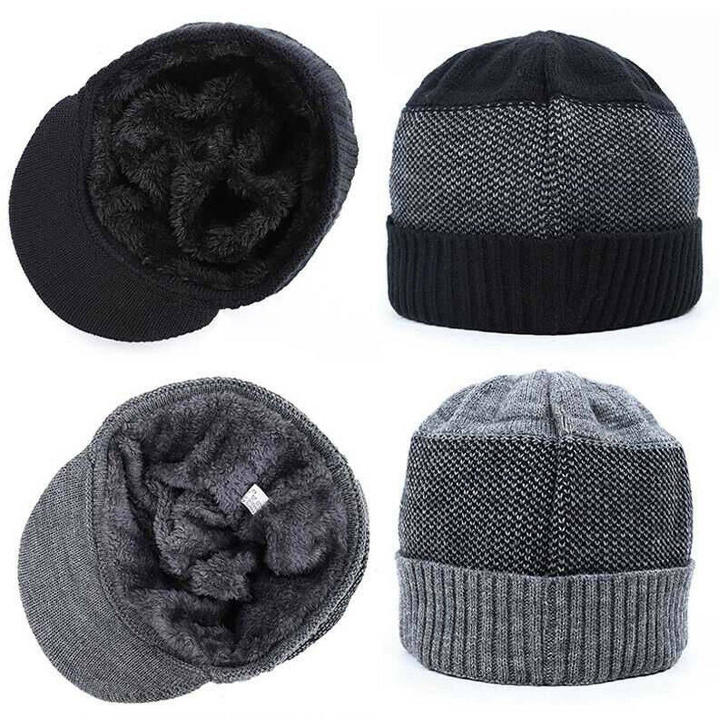 Men and Women Winter Beanie Hat and Scarf Set Fleece Warm Snow Ski Cap