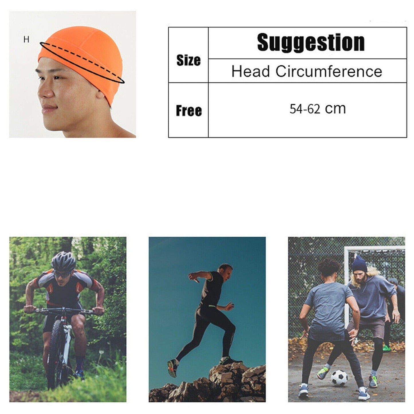 Motorcycle and Cycling Skull Cap Moisture-Wicking Helmet Liner