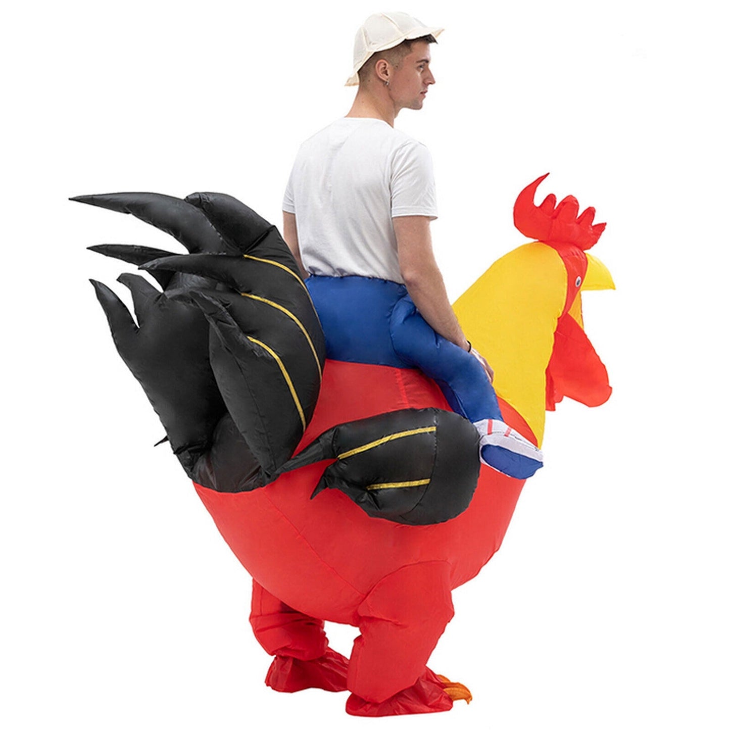 Inflatable Red Rooster Costume for Parties Blow Up Chicken Zoo Mascot