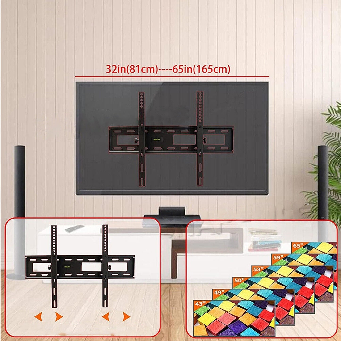 Slim Tilt TV Wall Mount Bracket for 32 to 70 Inch LCD LED