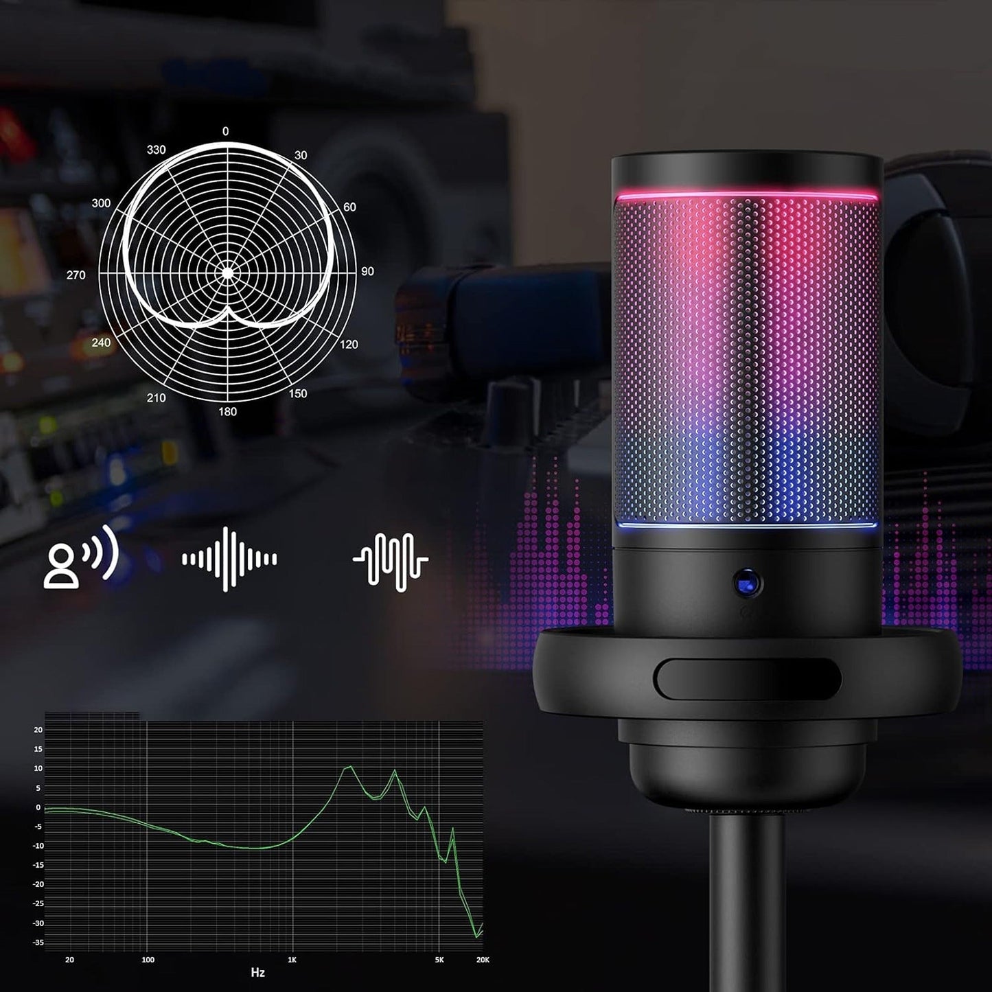 Desktop USB Microphone for Recording Gaming with Stand