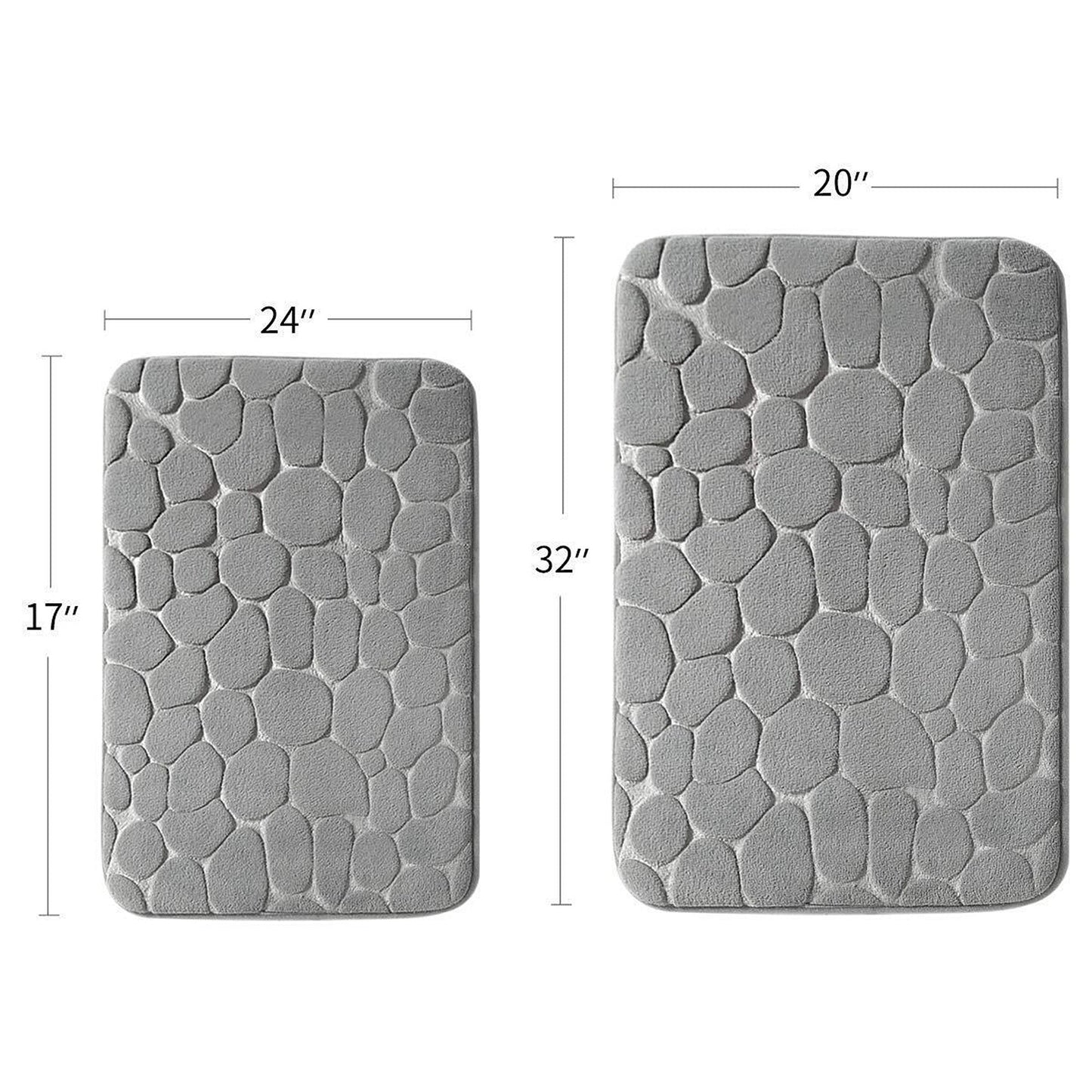 Grey Memory Foam Non-Slip Bath Mat Super Absorbent Bathroom Carpet