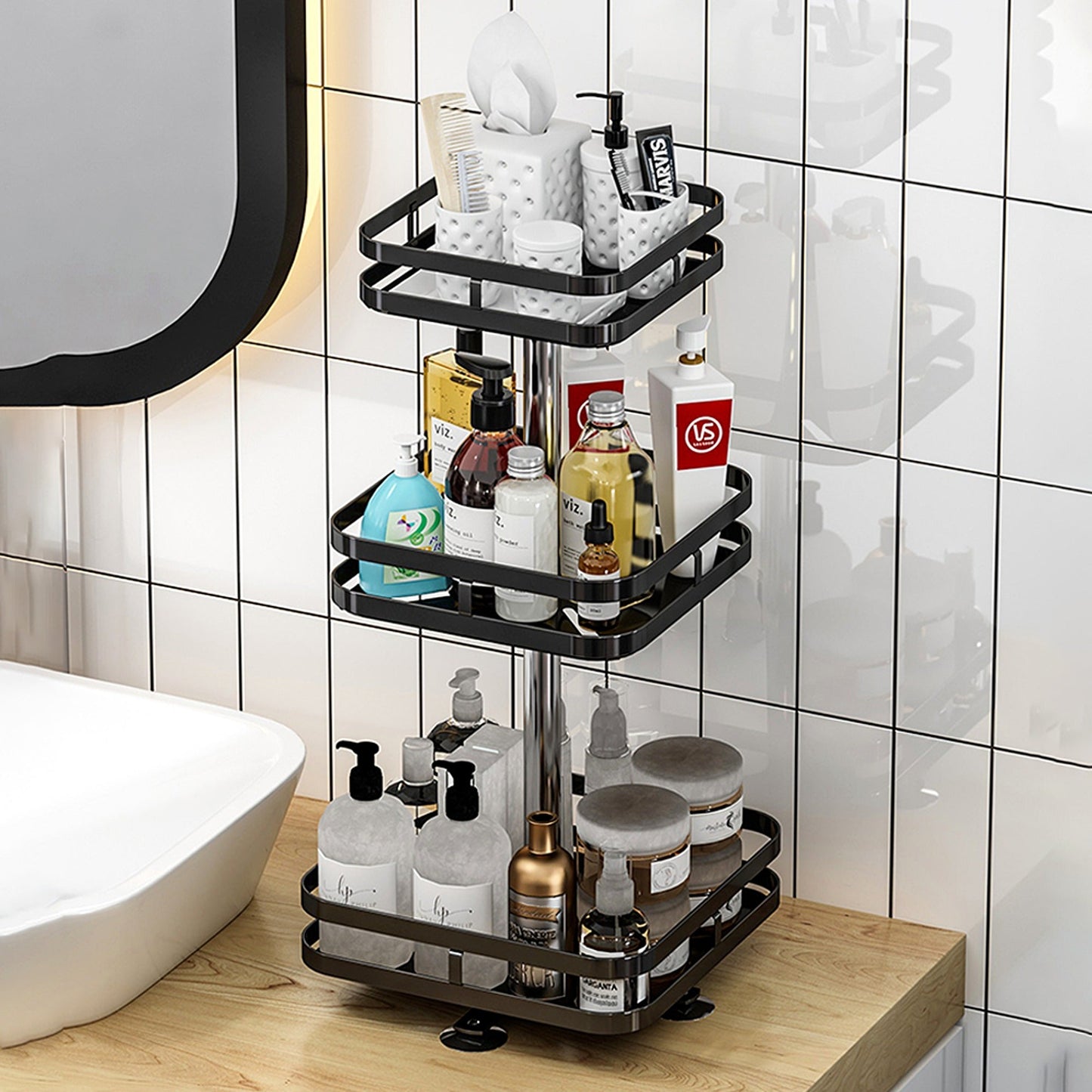 Rotating Kitchen Spice Rack Round Pantry Shelf Storage Organiser