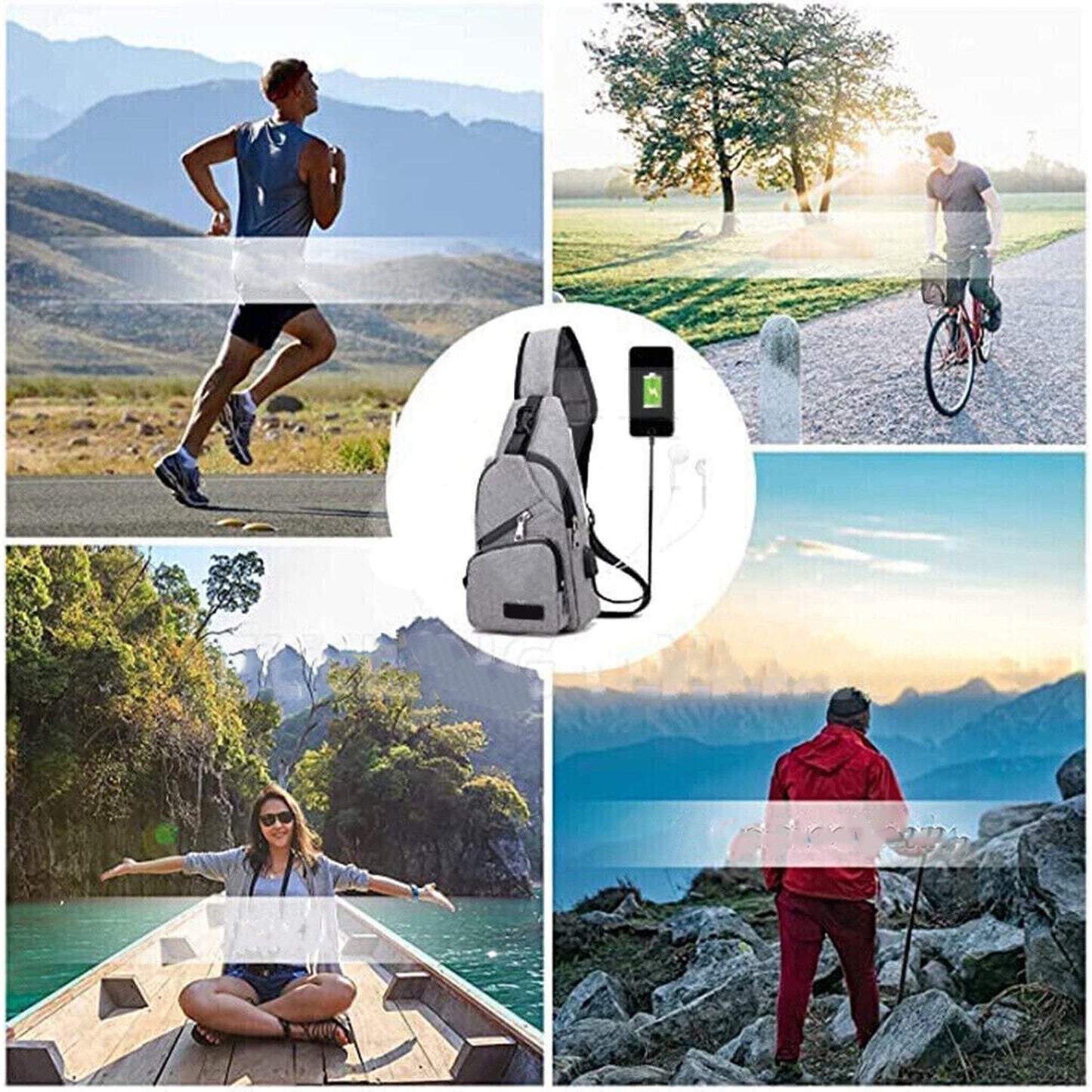 Men Crossbody Sling Chest Bag with Shoulder Strap