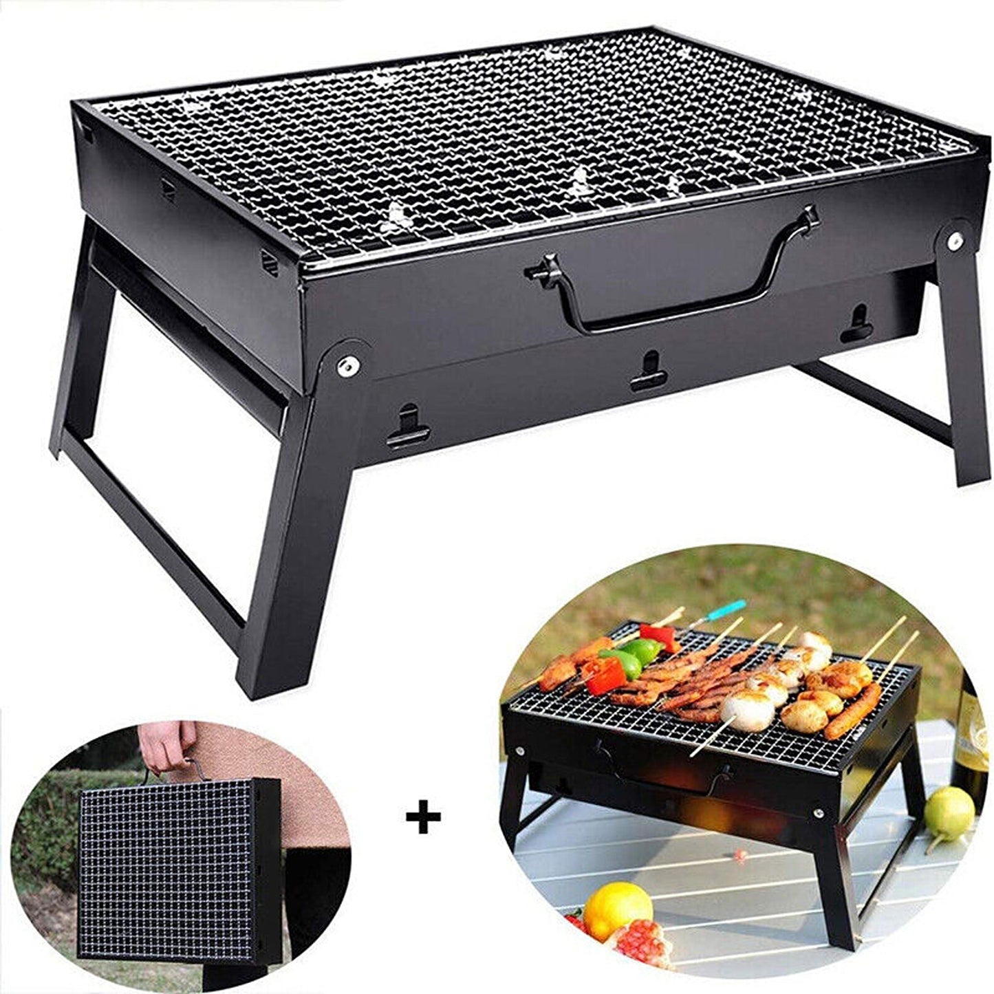 Foldable and Portable Charcoal BBQ Grill for Outdoor Picnics