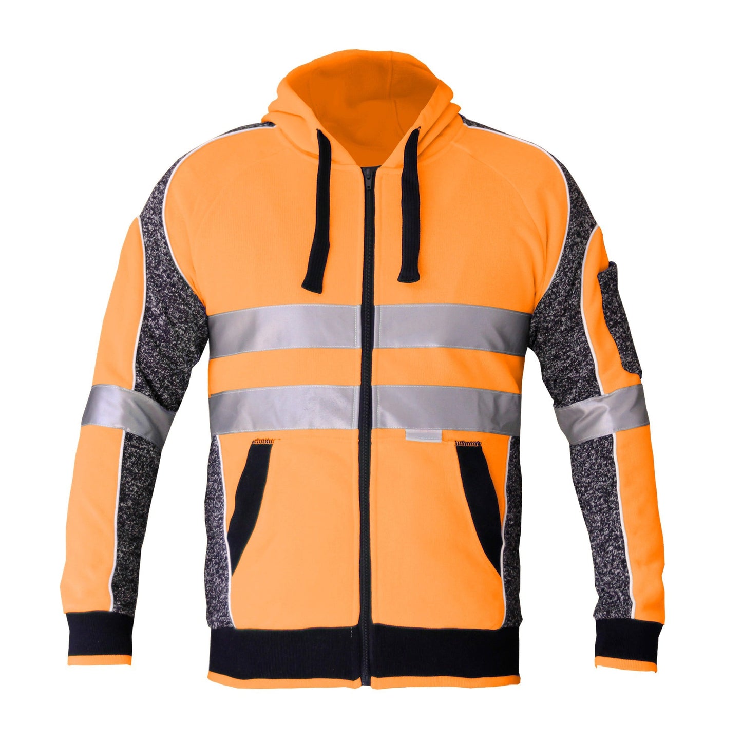 Orange Navy 3M Reflective Work Jumper Jacket with Full Zip