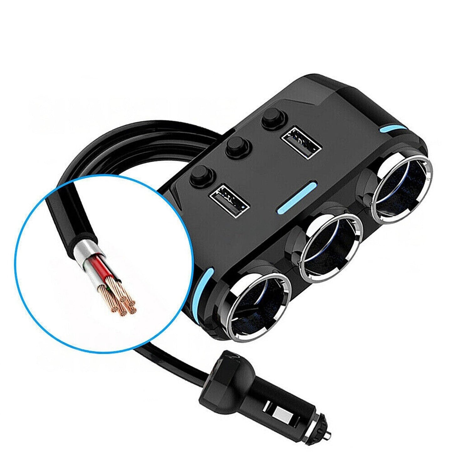 Dual USB Car Socket Splitter and Charger 12V Adapter