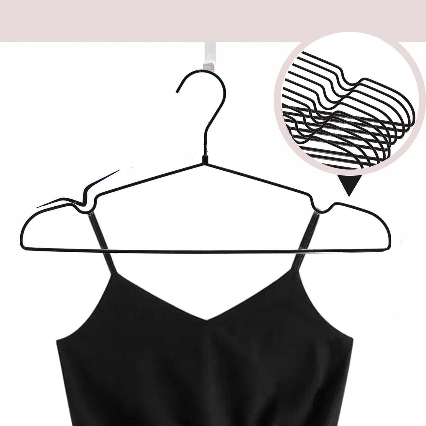 30pcs Heavy Duty Black Metal Wire Clothes Hangers for Suits and Coats