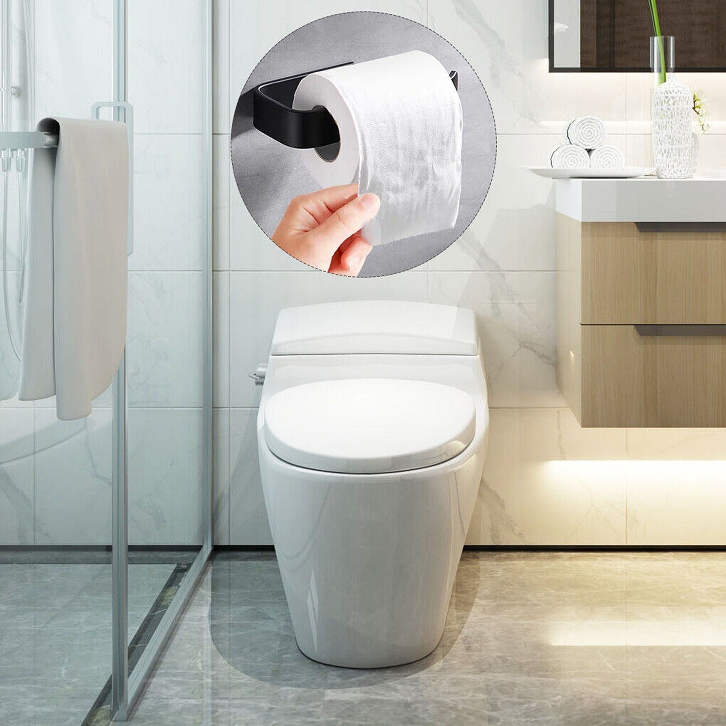 Wall-Mounted Bathroom Towel and Toilet Paper Holder