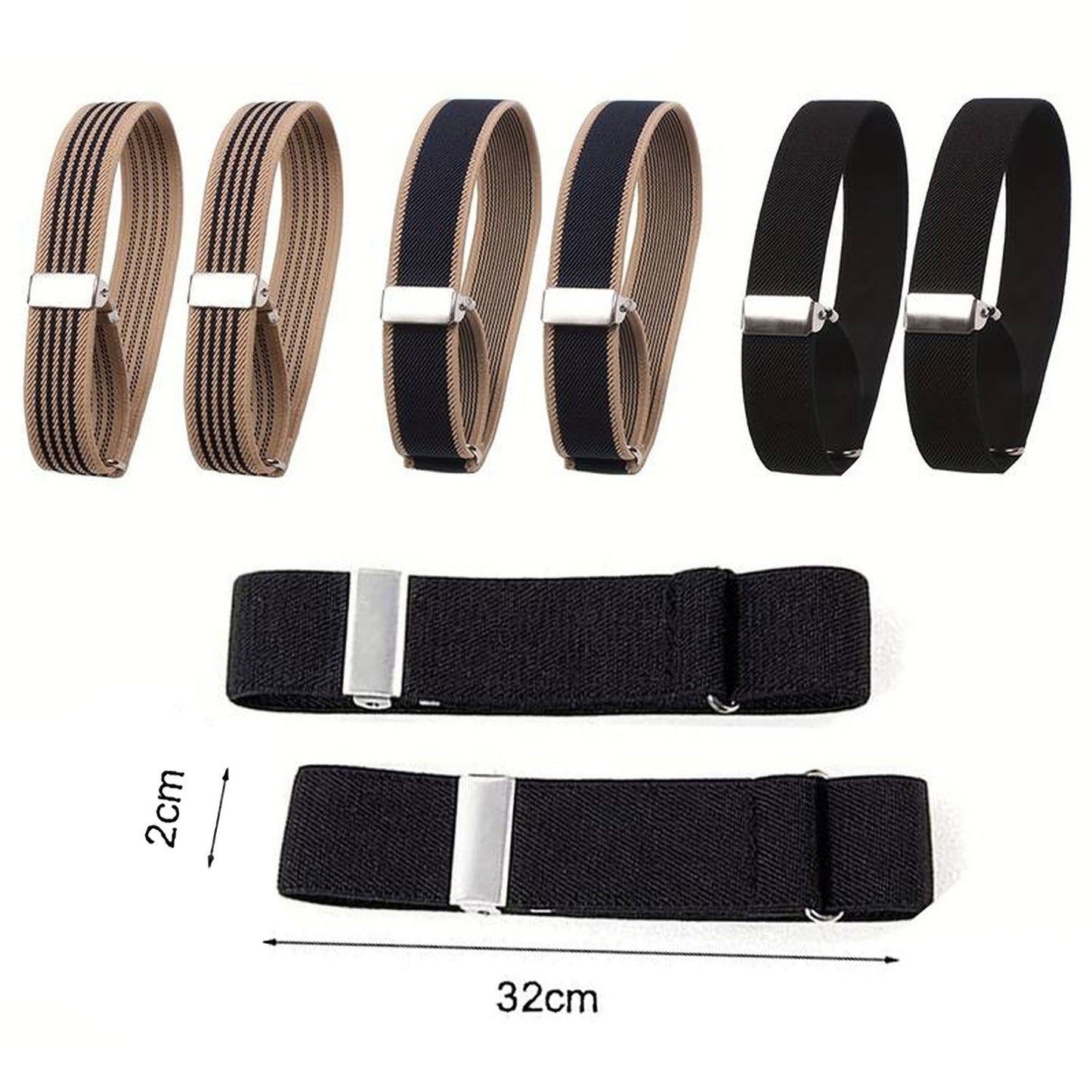 6pcs Fashion Elastic Shirt Sleeve Garters Unisex Anti-Slip Armbands