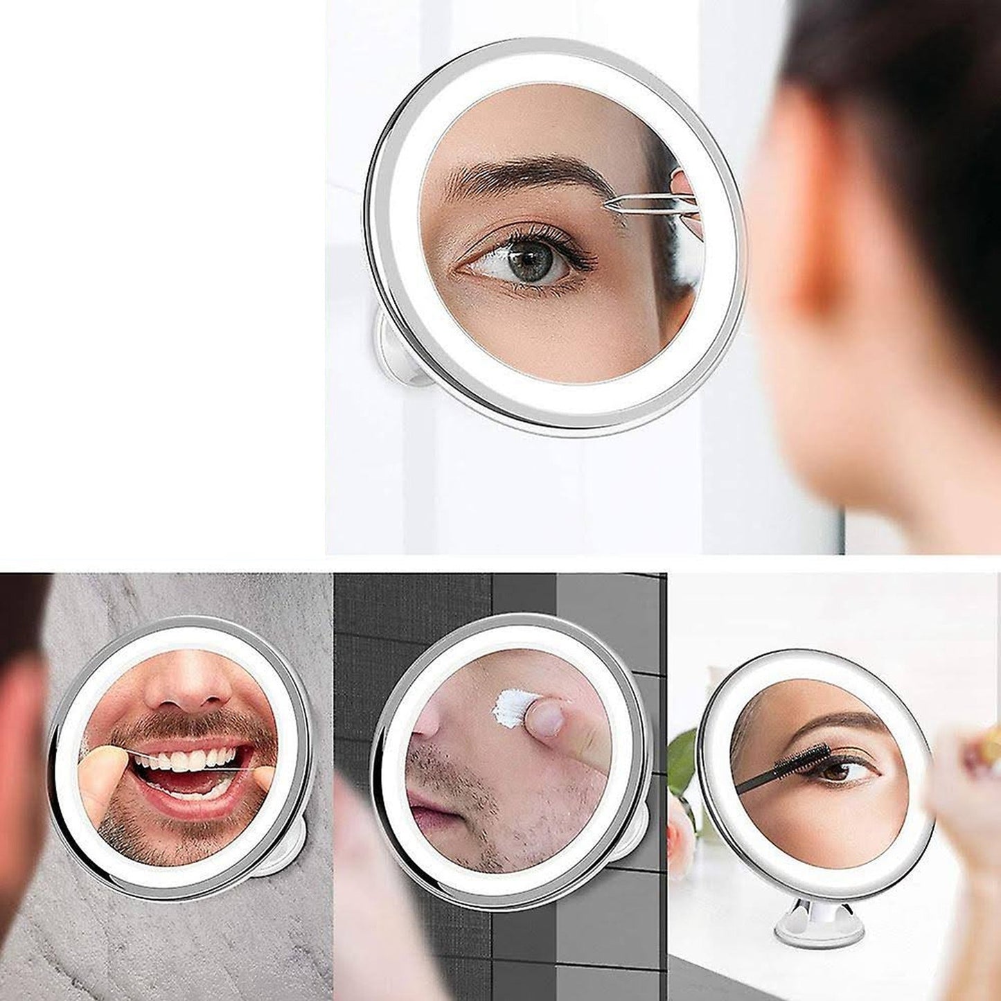 Lighted Magnifying Cosmetic Makeup Mirror Battery Operated 360 Spin