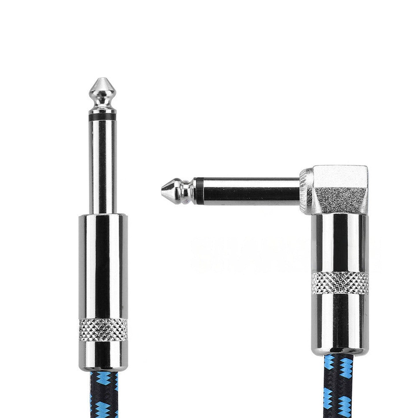 Professional Tweed Braided Guitar Cable Noiseless 3M Right Angle Jack Lead