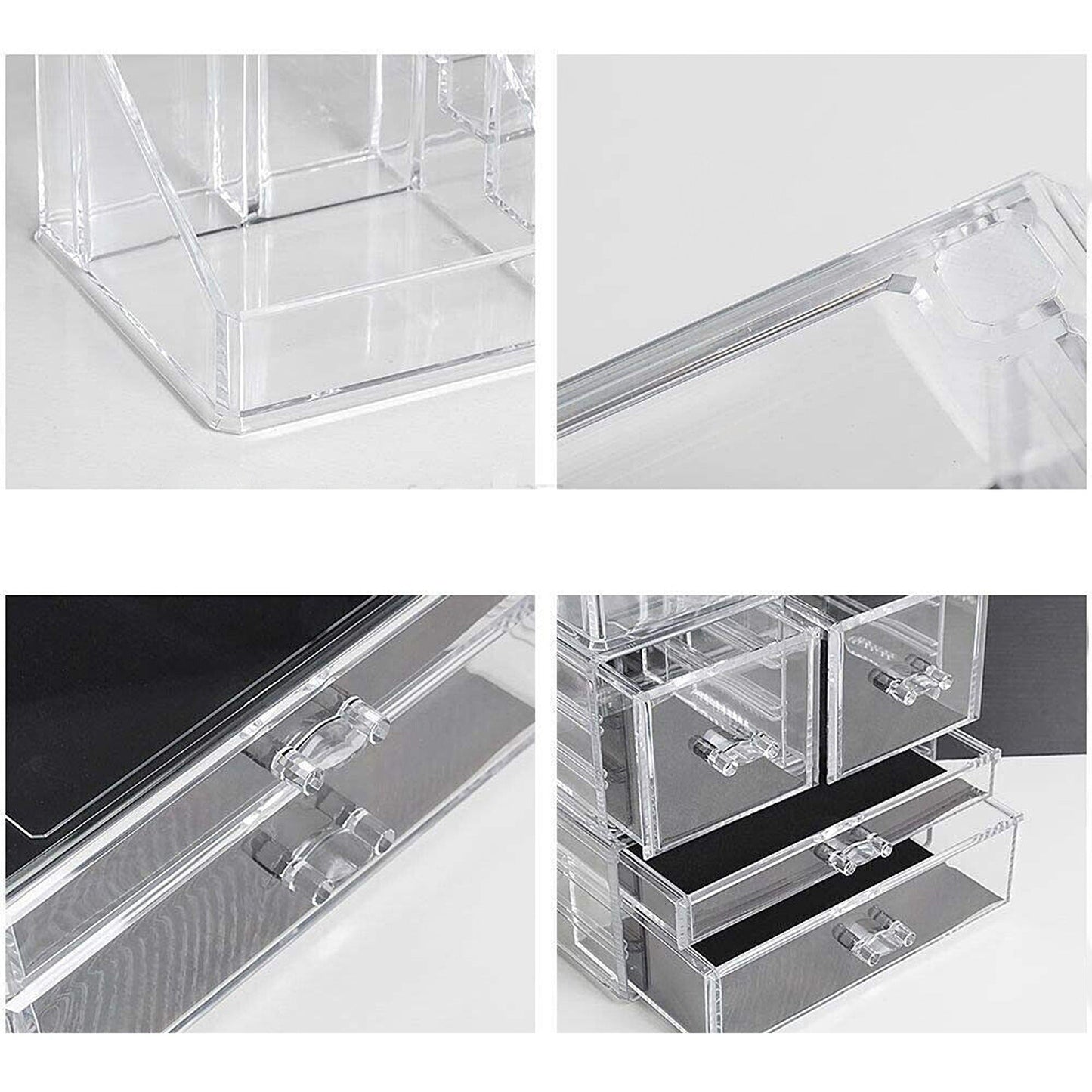 Jewellery Storage Organizer Clear Acrylic Makeup Holder Box 4 Drawer