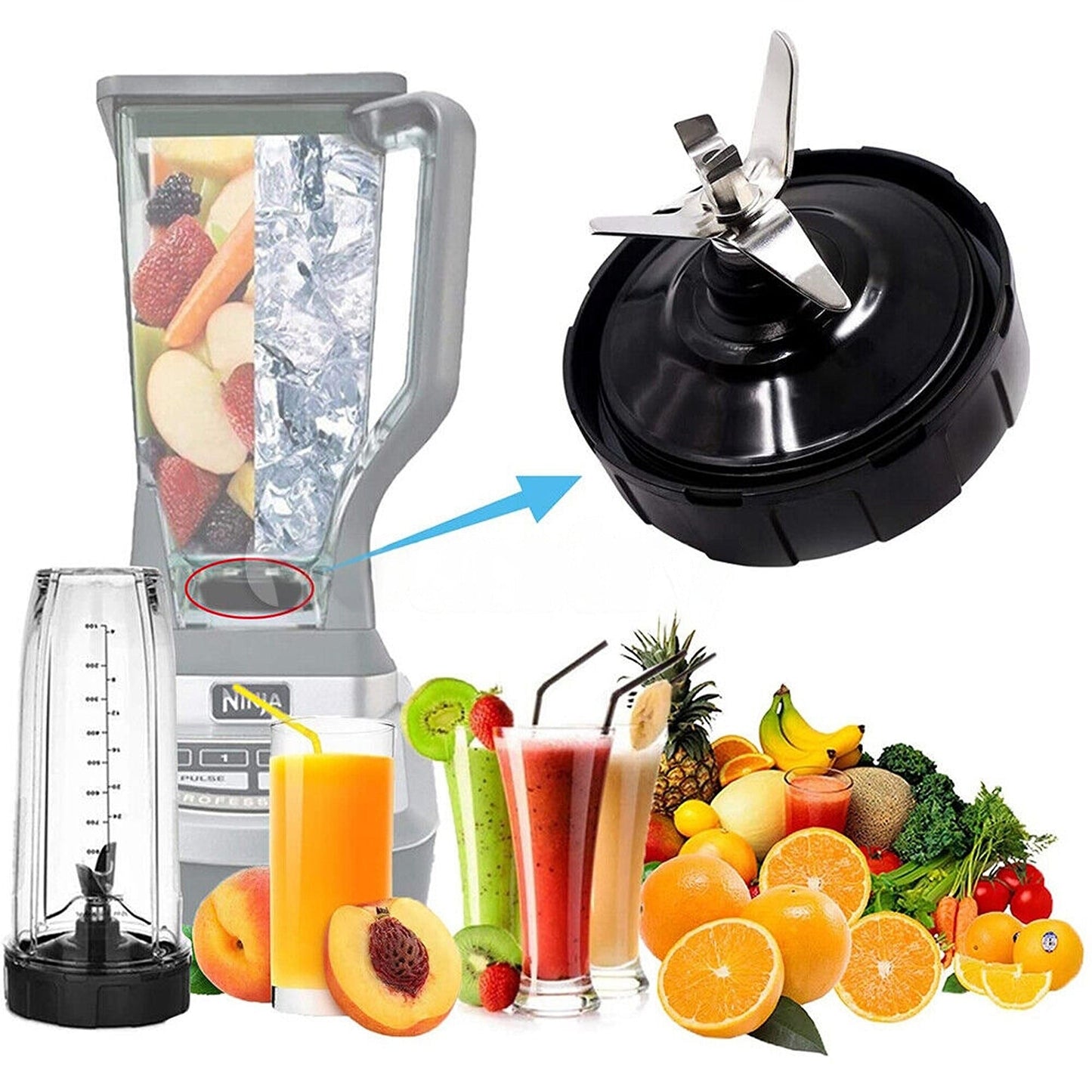 For Nutri Ninja Extractor Blade 1000 1300 1500 Replacement Auto IQ Blender 7 Fin