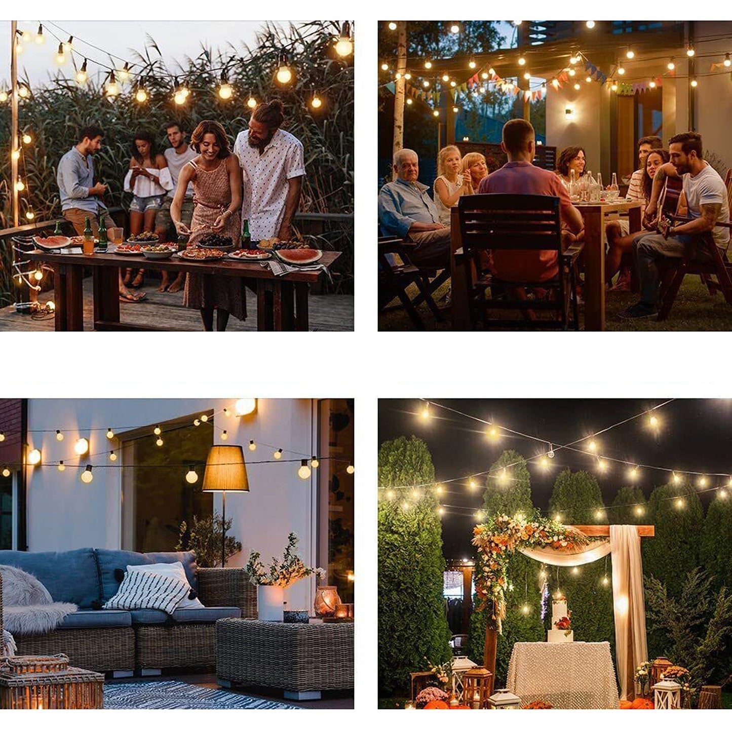 LED Festoon String Lights for Wedding Solar and Plug-In Connectable