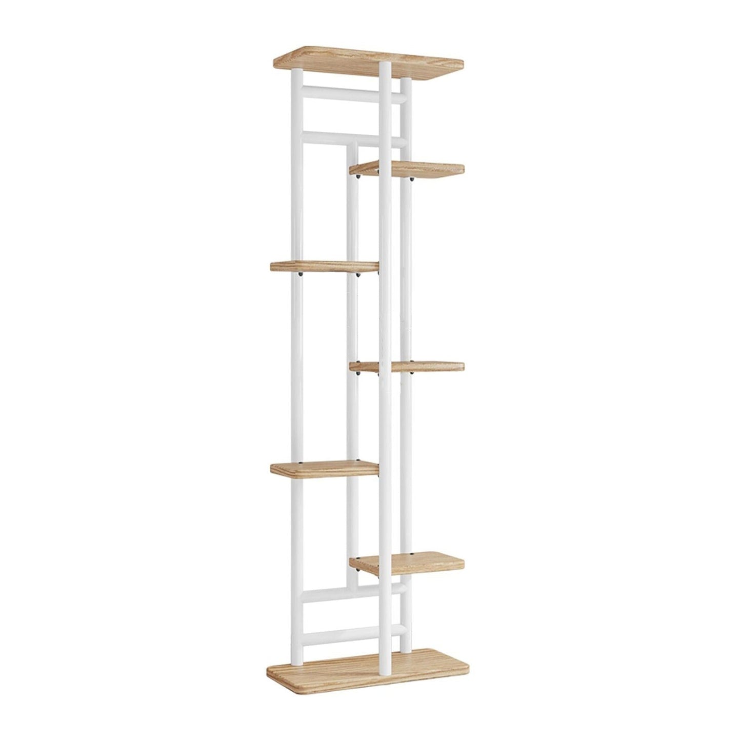 Multi-Tier Wooden Plant Display Rack for Indoor and Outdoor Use