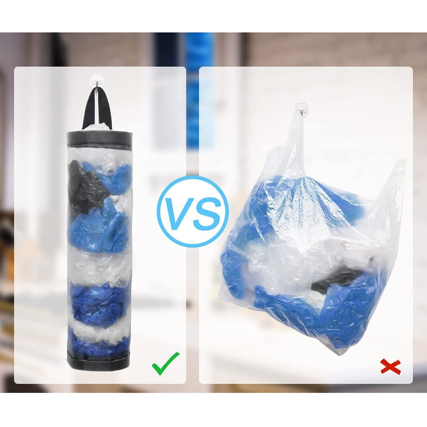 2pcs Hanging Mesh Storage for Carrier Bags Garbage Bag Dispenser