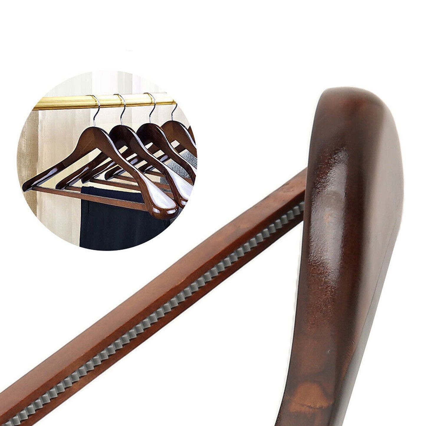 6pcs Set of Wide Shoulder Wooden Suit Hangers for Wardrobes